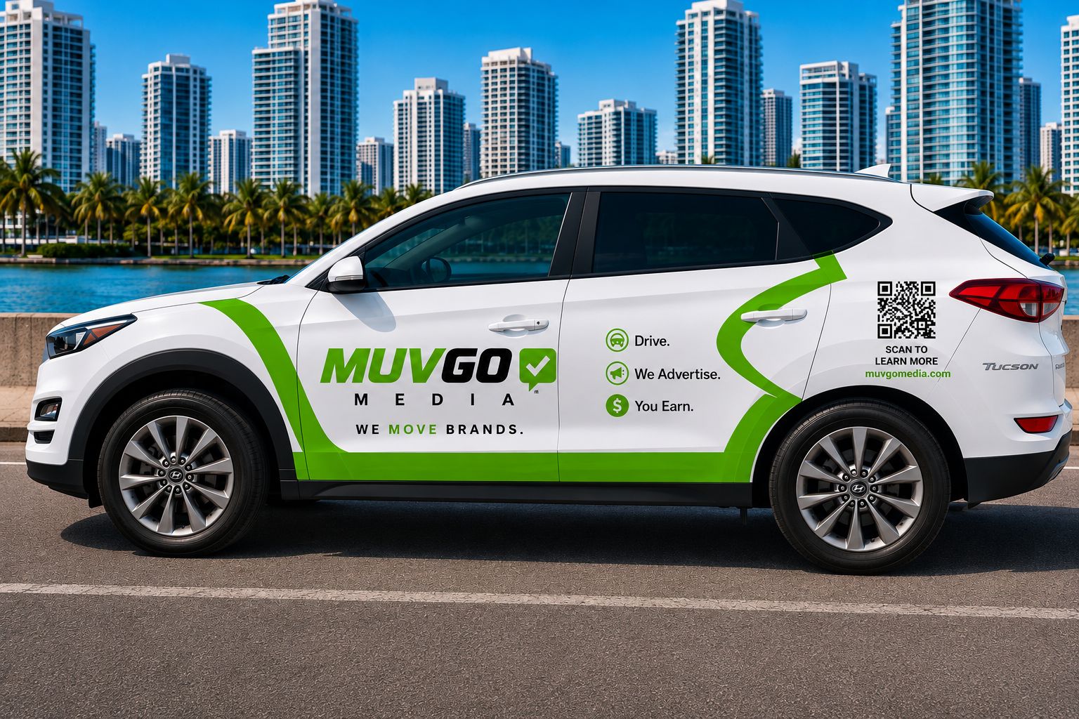 MUVGO Media partner vehicle shown from the side